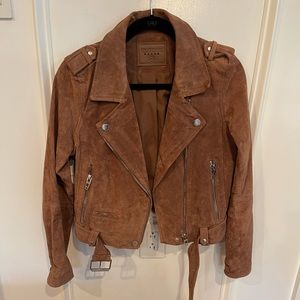 Suede cropped moto jacket